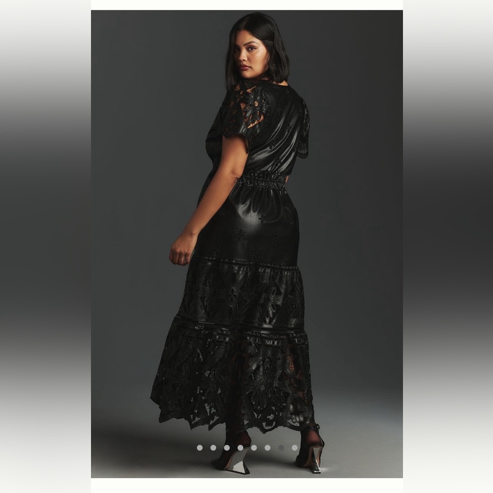 The Somerset Maxi Dress - Faux leather Embroidered Edition